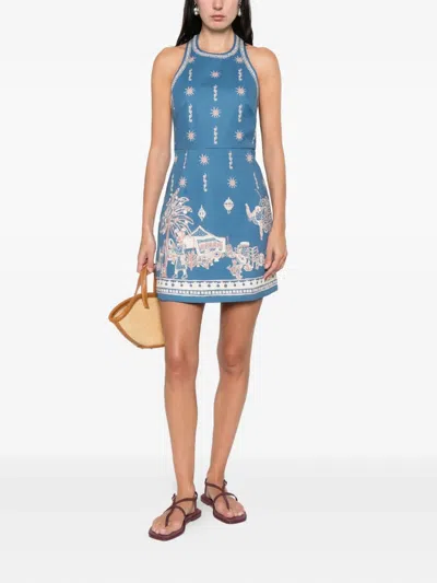 ALEMAIS ACACIA TIE-NECK PATTERNED MINI DRESS