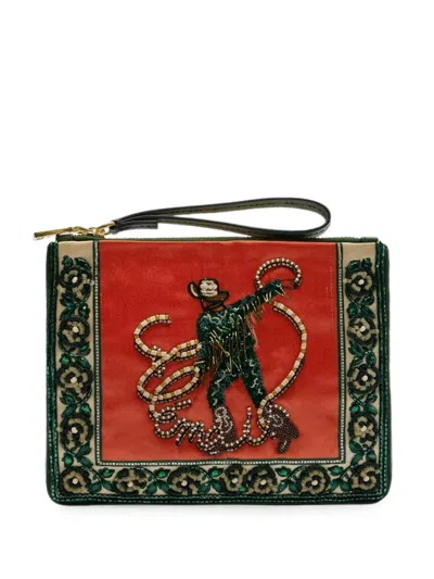 Alemais Ace Cowboy-embellished Clutch In Green