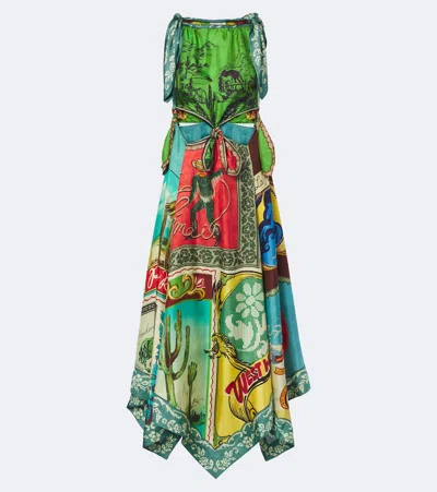 Alemais Ace Cutout Printed Silk Midi Dress In Multi