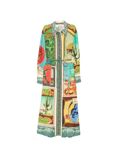 Alemais Ace Graphic-print Belted Maxi Dress In Multi