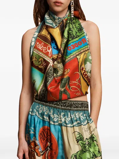 Alemais Ace Graphic-print Scarf In Green