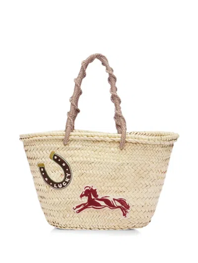 Alemais Ace Midi Macrame Basket In Neutral