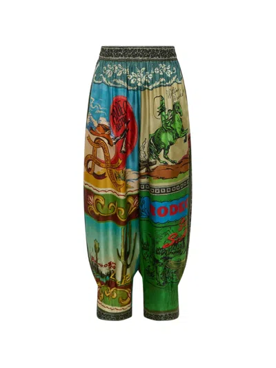 Alemais Ace Western-postcard Graphic-print Tapered Trousers In Multi