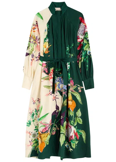 Alemais Aggie Belted Floral-print Linen-blend Midi Shirt Dress In  Multicoloured | ModeSens
