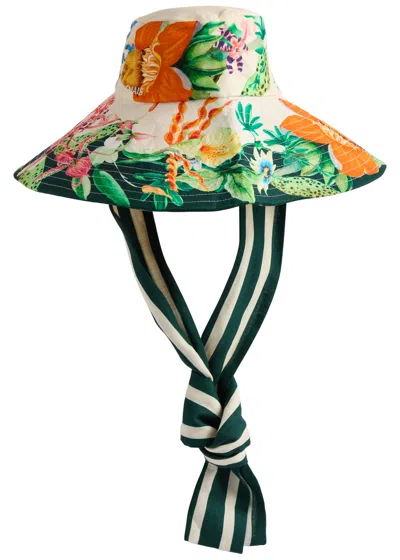 Alemais Aggie Printed Linen Sun Hat In Multicoloured