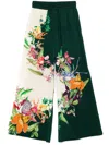 Alemais Aggie Printed Linen-blend Wide-leg Pants In Green