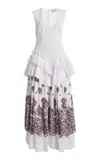 Alemais Alémais Bobby Embroidered Cotton Midi Dress In White