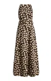 Alemais Alémais Paula Belted Printed-linen Midi Dress In Brown