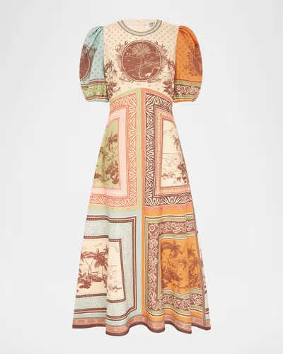 Alemais Alberta Linen Midi Dress In Multi