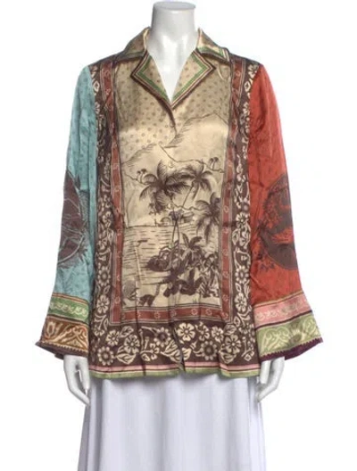 Pre-owned Alemais Alberta Silk Shirt Silk Blouse In Multicolor