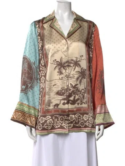 Pre-owned Alemais Alberta Silk Shirt Silk Top W/ Tags In Red