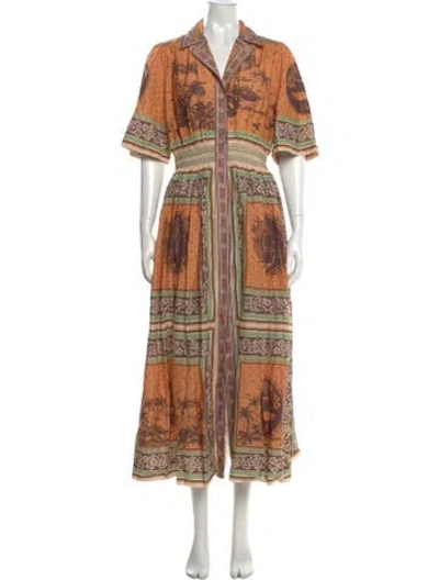 Pre-owned Alemais Alberta Smocked Shirtdress Long Dress In Multi