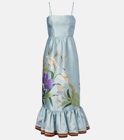 Alemais Alfie Floral Midi Dress In Blue