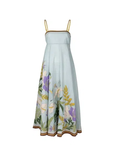 Alemais Alfie Floral-print Midi Dress In Blue