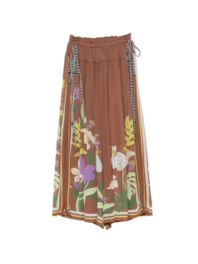 Alemais Alfie Floral-print Trousers In Brown
