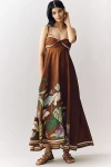 Alemais Alfie Linen Sleeveless Midi Sundress In Brown