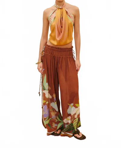 Alemais Alfie Ruched Wide Leg Pant In Chocolate In Brown