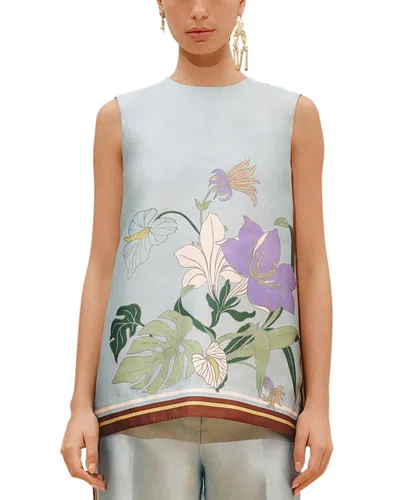 Alemais Alfie Floral-print Recycled Taffeta Top In Neutral