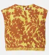 Alemais Amarillo Printed Cotton-blend Crop Top In Multicoloured