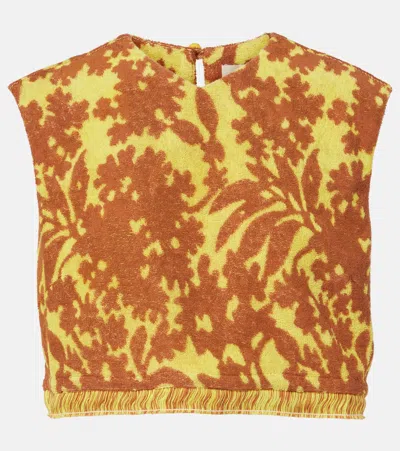 Alemais Amarillo Printed Cotton-blend Crop Top In Multicoloured