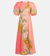 Alemais Anika Floral Linen Maxi Dress In Pink