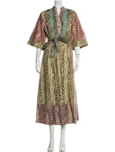 Pre-owned Alemais Animal Print Long Dress In Multicolor