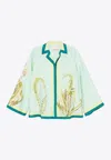 Alemais Anita Printed Button-up Shirt In Green