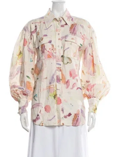 Pre-owned Alemais Annie Printed Button-up Top In Neutrals
