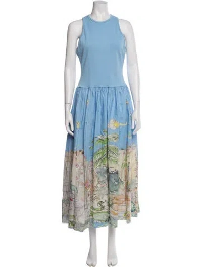 Pre-owned Alemais Anouk Long Dress In Blue