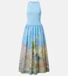 Alemais Womens Sky Sky Anouk Graphic-pattern Cotton Midi Dress In Blue