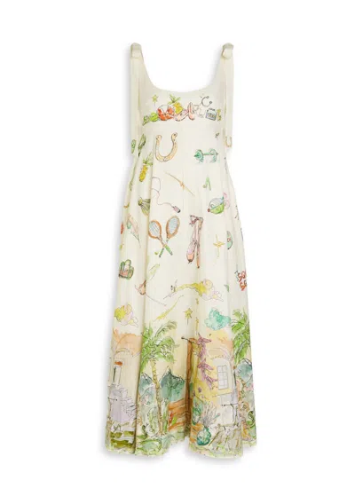 Alemais Anouk Printed Linen Maxi Dress