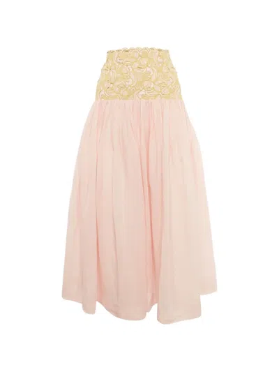 Pre-owned Alemais Anthea Cotton Maxi Skirt In Pink