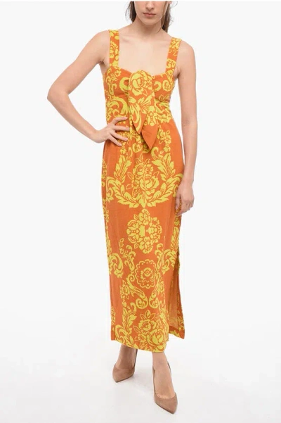 Alemais Anthemion- Printed Terry-cotton Alby Midi Dress In Orange
