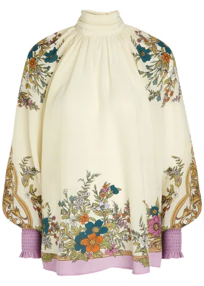Alemais Antoinette Floral-print Chiffon Blouse In White