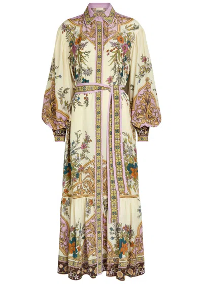 Alemais Antoinette Floral-print Chiffon Maxi Shirt Dress In Multi