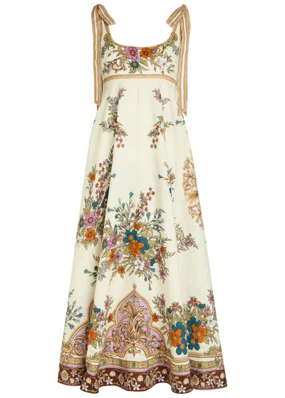 Alemais Antoinette Floral-print Linen Maxi Dress In Neutral