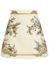 Alemais Antoinette Floral-print Linen Mini Skirt In Neutral