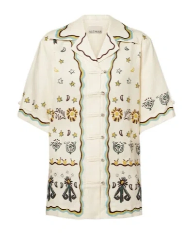 Alemais Antoinette Printed Linen Shirt In Neutral