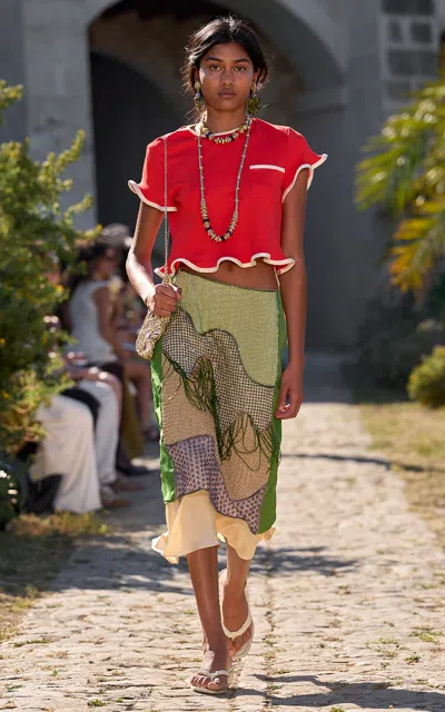 Alemais Alémais Antoni Beaded Silk Midi Skirt In Multi
