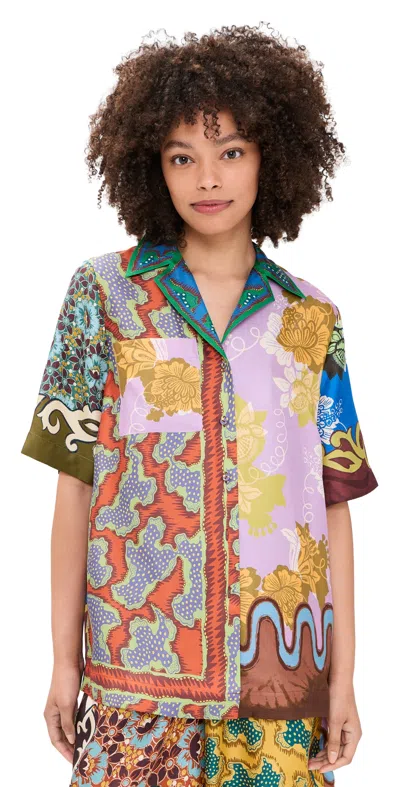 Alemais Arnie Silk Buttondown Shirt In Multi