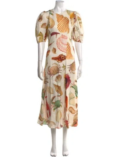 Pre-owned Alemais Atlantis Midi Length Dress In Orange