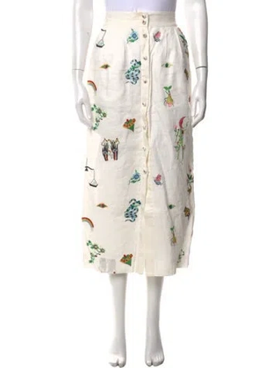 Pre-owned Alemais Atticus Midi Skirt Midi Length Skirt In White
