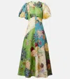 Alemais Avery Spliced Printed Flax Midi Dress