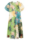 Alemais Avery Spliced Printed Flax Midi Dress