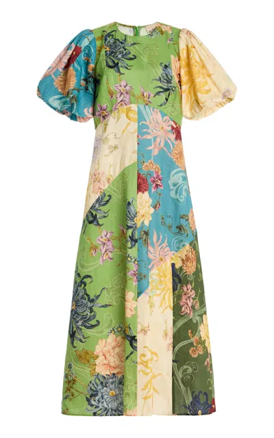 Alemais Avery Spliced Linen Midi Dress In Multi