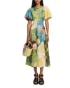 Alemais Avery Spliced Printed Flax Midi Dress