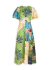 Alemais Avery Spliced Printed Flax Midi Dress In Multi