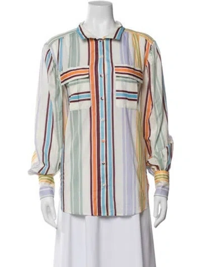 Pre-owned Alemais Axum Striped Button-up Top In White