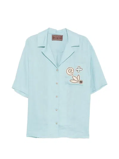 Alemais Azar Embroidered Cotton-gauze Shirt In Green