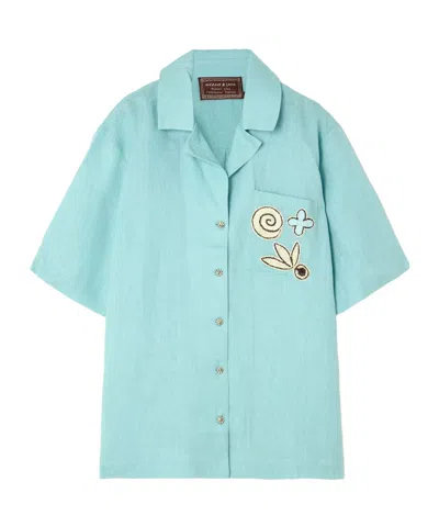 Alemais Azar Embroidered-patch Shirt In Blue